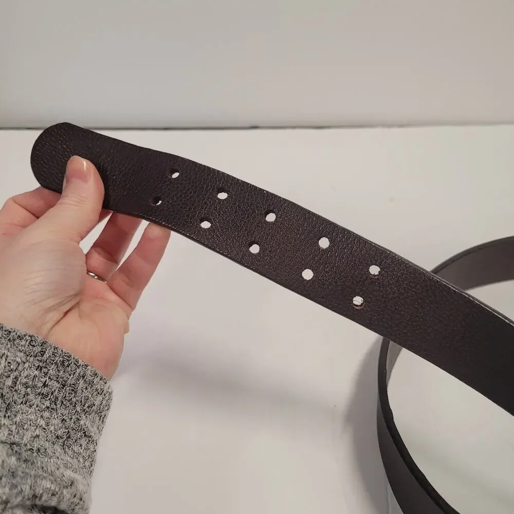 Relic Leather WMS Belt Brown Silver-tone Double Buckle 31